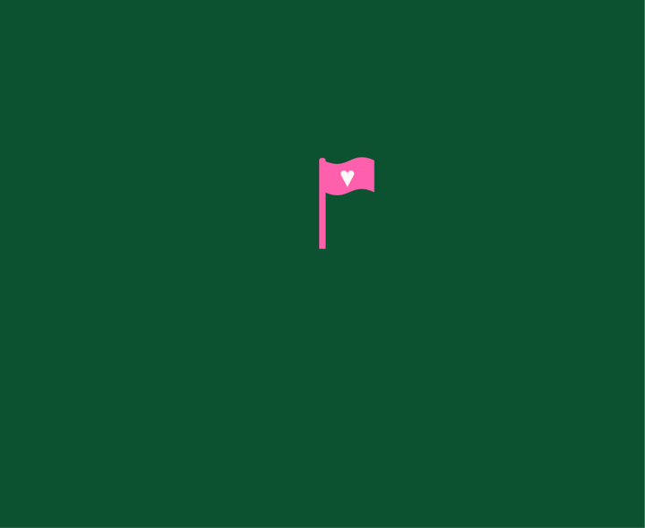 Pink flag with a heart icon against a dark green background.