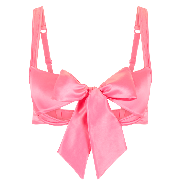 pink satin bow bra