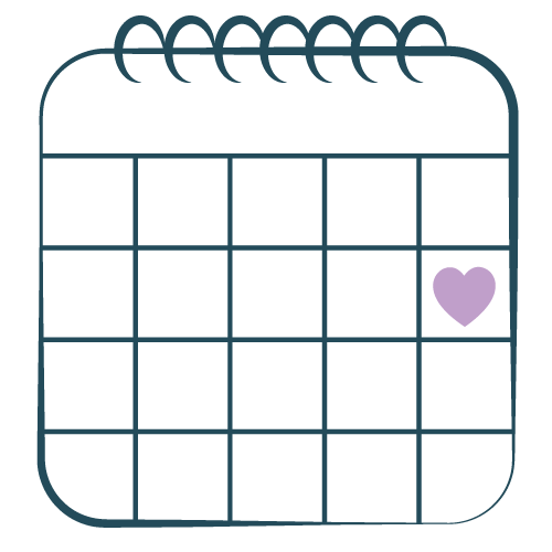 Calendar with a heart on one day.