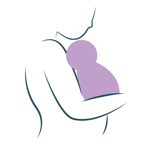 Illustration of a person holding a baby in a stylized manner.