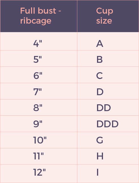 cup size chart