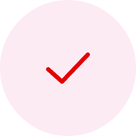 A red checkmark on a light pink circle.