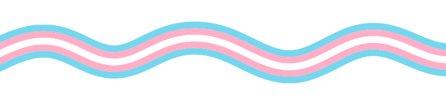 A wavy blue, pink, and white striped banner on a black background.