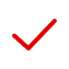 A bold red checkmark against a white background.
