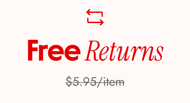 Free Returns, $5.95/item.
