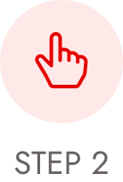 Hand cursor icon with the text "STEP 2".