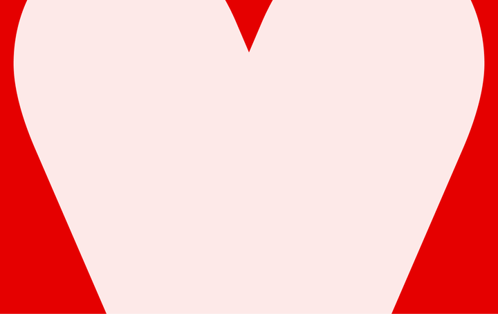 Red and white heart shape with space for text.