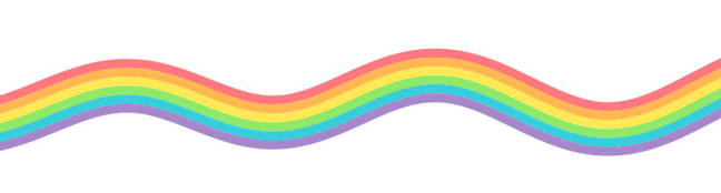 A colorful, wavy rainbow ribbon on a black background.